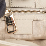 Gucci White Leather Bamboo Handbag