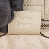 Gucci White Leather Bamboo Handbag