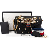 Gucci Black Leather Queen Margaret Bee Shoulder Bag