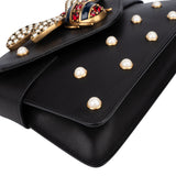 Gucci Black Leather Queen Margaret Bee Shoulder Bag