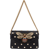 Gucci Black Leather Queen Margaret Bee Shoulder Bag