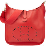 Hermès Rouge Clemence Leather Evelyne GM Crossbody Bag