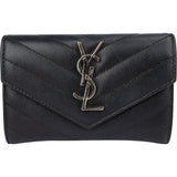 Saint Laurent Grain Chevron Leather Flap Wallet
