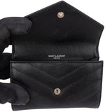 Saint Laurent Grain Chevron Leather Flap Wallet