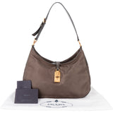 Prada Grey Nylon Triangle Turnlock Shoulder Bag