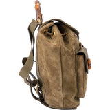 Gucci Suede Monogram Bamboo Backpack