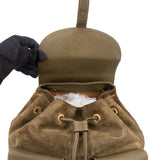 Gucci Suede Monogram Bamboo Backpack