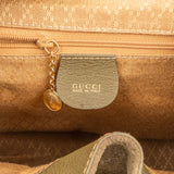 Gucci Suede Monogram Bamboo Backpack