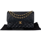 Chanel Quilted Lambskin 24K Gold Double Flap Crossbody Basg