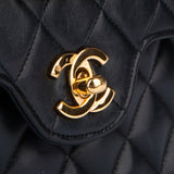 Chanel Quilted Lambskin 24K Gold Double Flap Crossbody Basg