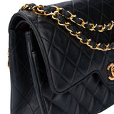 Chanel Quilted Lambskin 24K Gold Double Flap Crossbody Basg