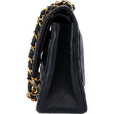 Chanel Quilted Lambskin 24K Gold Double Flap Crossbody Basg