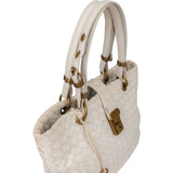 Bottega Veneta White Intrecciato Leather Lock Handbag