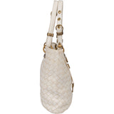 Bottega Veneta White Intrecciato Leather Lock Handbag