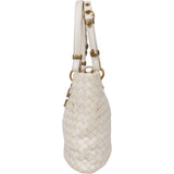 Bottega Veneta White Intrecciato Leather Lock Handbag