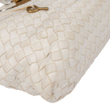 Bottega Veneta White Intrecciato Leather Lock Handbag