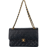 Chanel Quilted Lambskin 24K Gold Double Flap Crossbody Basg