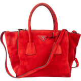 Prada Rosso Suede Vitello Handbag