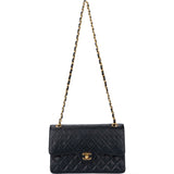 Chanel Quilted Lambskin 24K Gold Double Flap Crossbody Basg