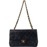 Chanel Quilted Lambskin 24K Gold Small Double Flap Crossbody Bag