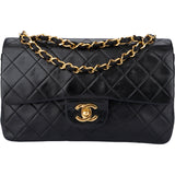 Chanel Quilted Lambskin 24K Gold Small Double Flap Crossbody Bag