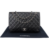 Chanel Quilted Caviar Leather Palladium Maxi Single Flap Crossbody Bag