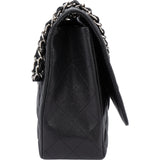 Chanel Quilted Caviar Leather Palladium Maxi Single Flap Crossbody Bag