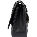 Chanel Quilted Caviar Leather Palladium Maxi Single Flap Crossbody Bag