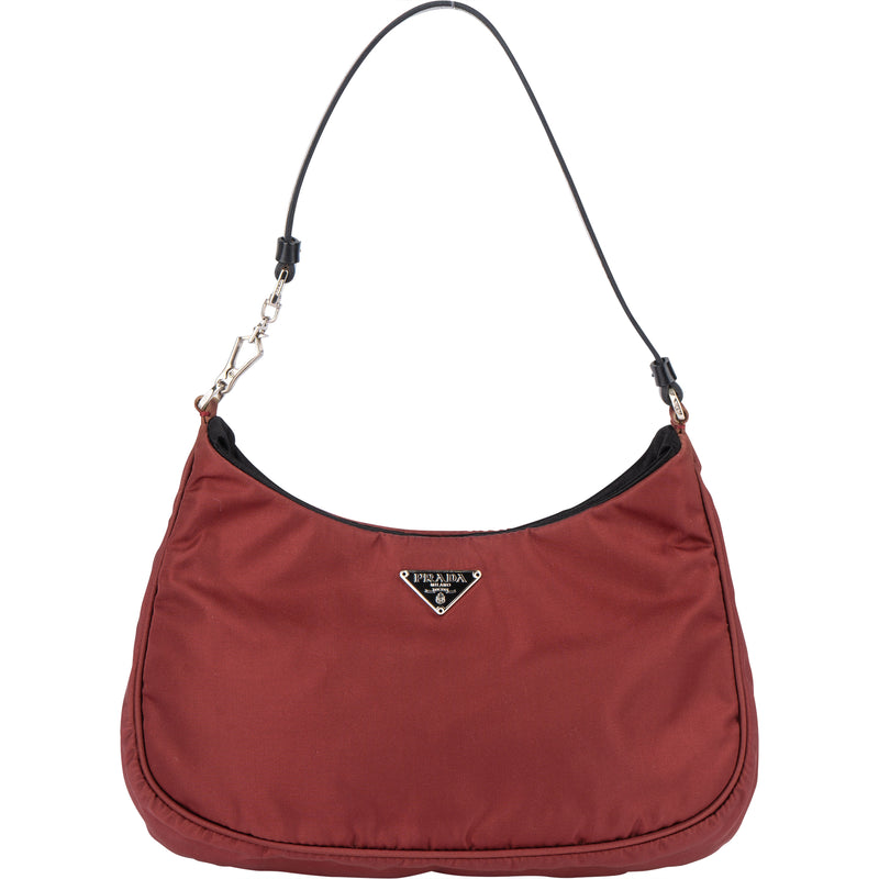 Prada Red Nylon Triangle Cleo Shoulder Bag - vintageandkickz