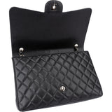 Chanel Quilted Caviar Leather Palladium Maxi Single Flap Crossbody Bag