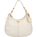Prada White Leather Vitello Shoulder Bag