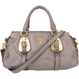 Prada Grey Leather Vitello Handbag