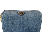 Prada Denim Monogram Triangle Pouch