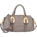 Prada Grey Leather Vitello Handbag