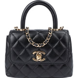 Chanel Quilted Caviar Leather Coco Top Handle Single Flap Handbag