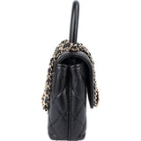 Chanel Quilted Caviar Leather Coco Top Handle Single Flap Handbag