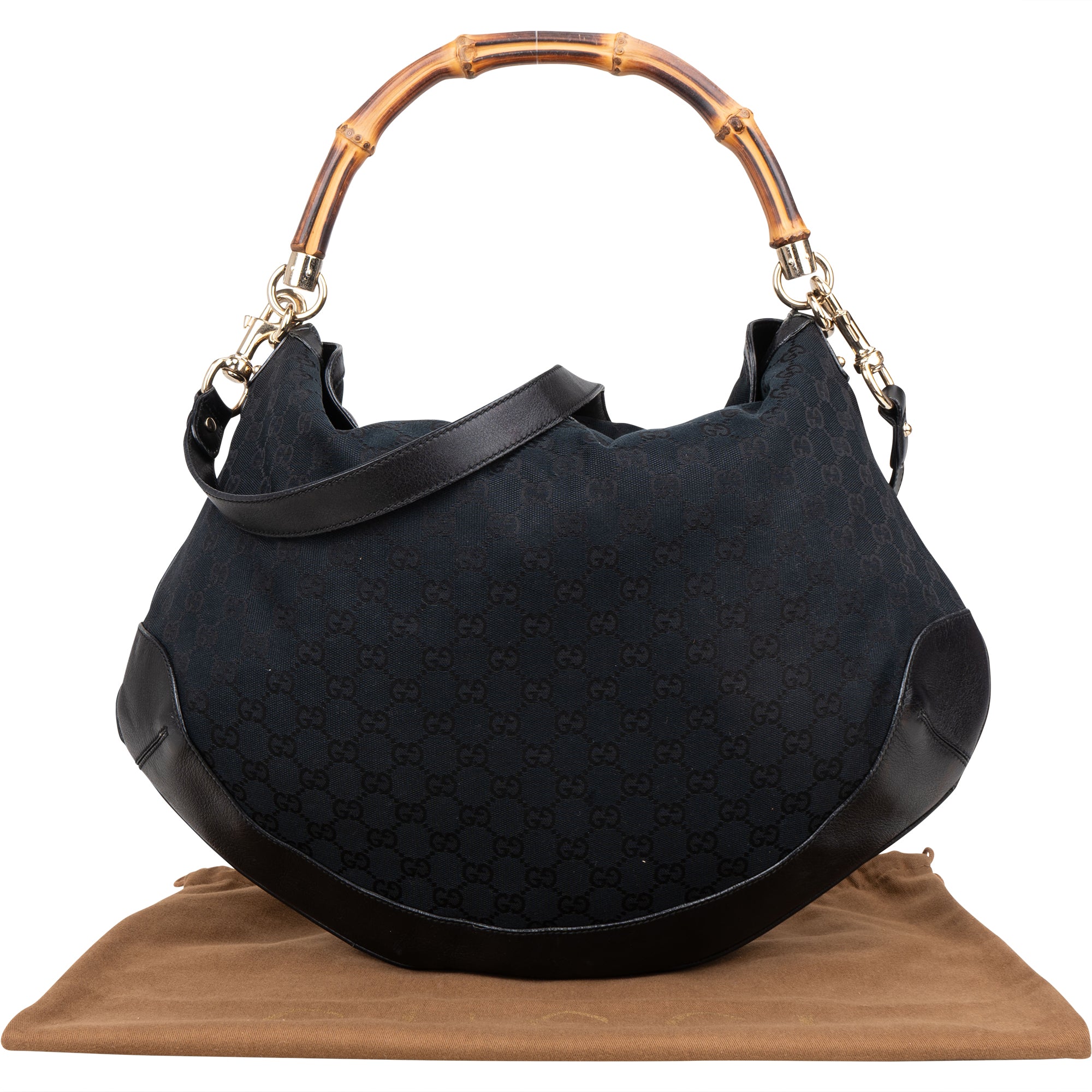 Gucci GG Monogram Bamboo Peggy Handbag - vintageandkickz