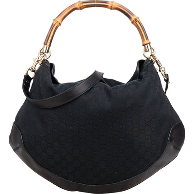 Gucci GG Monogram Bamboo Peggy Handbag - vintageandkickz
