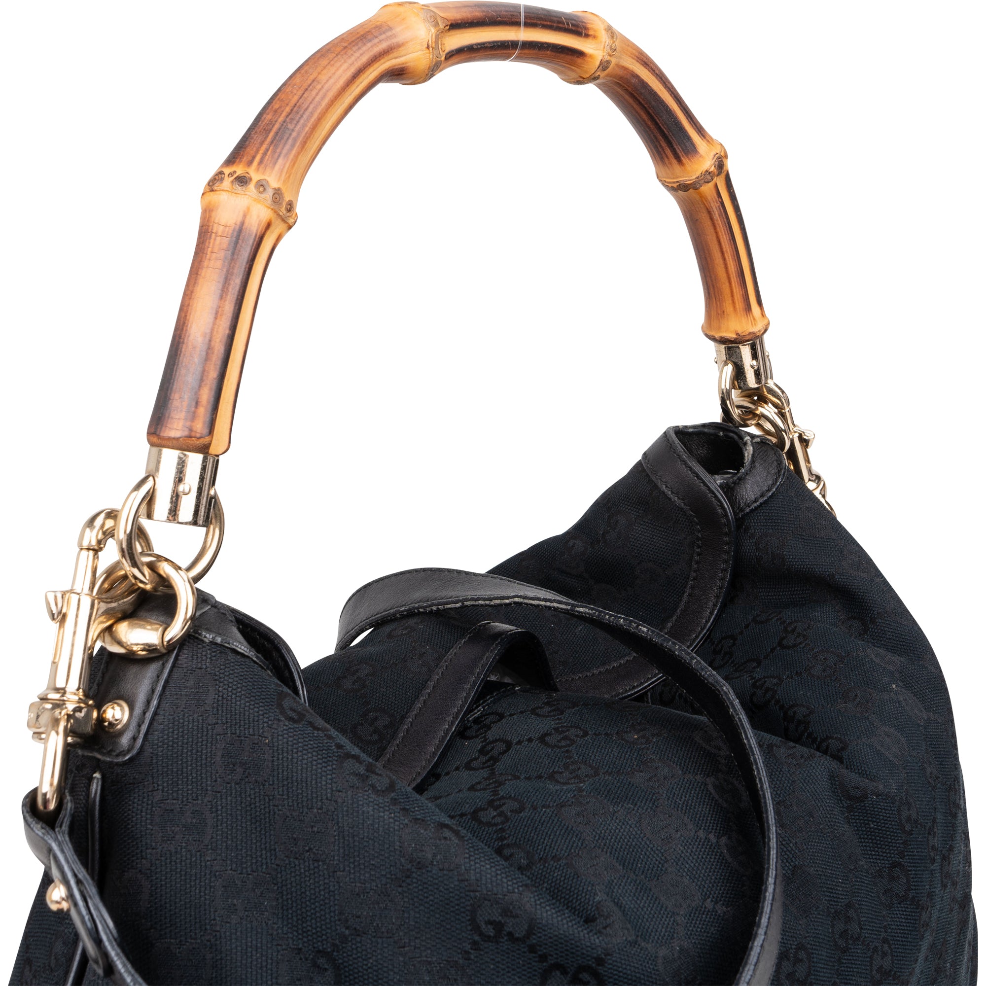 Gucci GG Monogram Bamboo Peggy Handbag - vintageandkickz