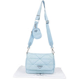 Prada Quilted Baby Blue Nylon Triangle Re-Edition Crossbody Bag