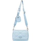 Prada Quilted Baby Blue Nylon Triangle Re-Edition Crossbody Bag