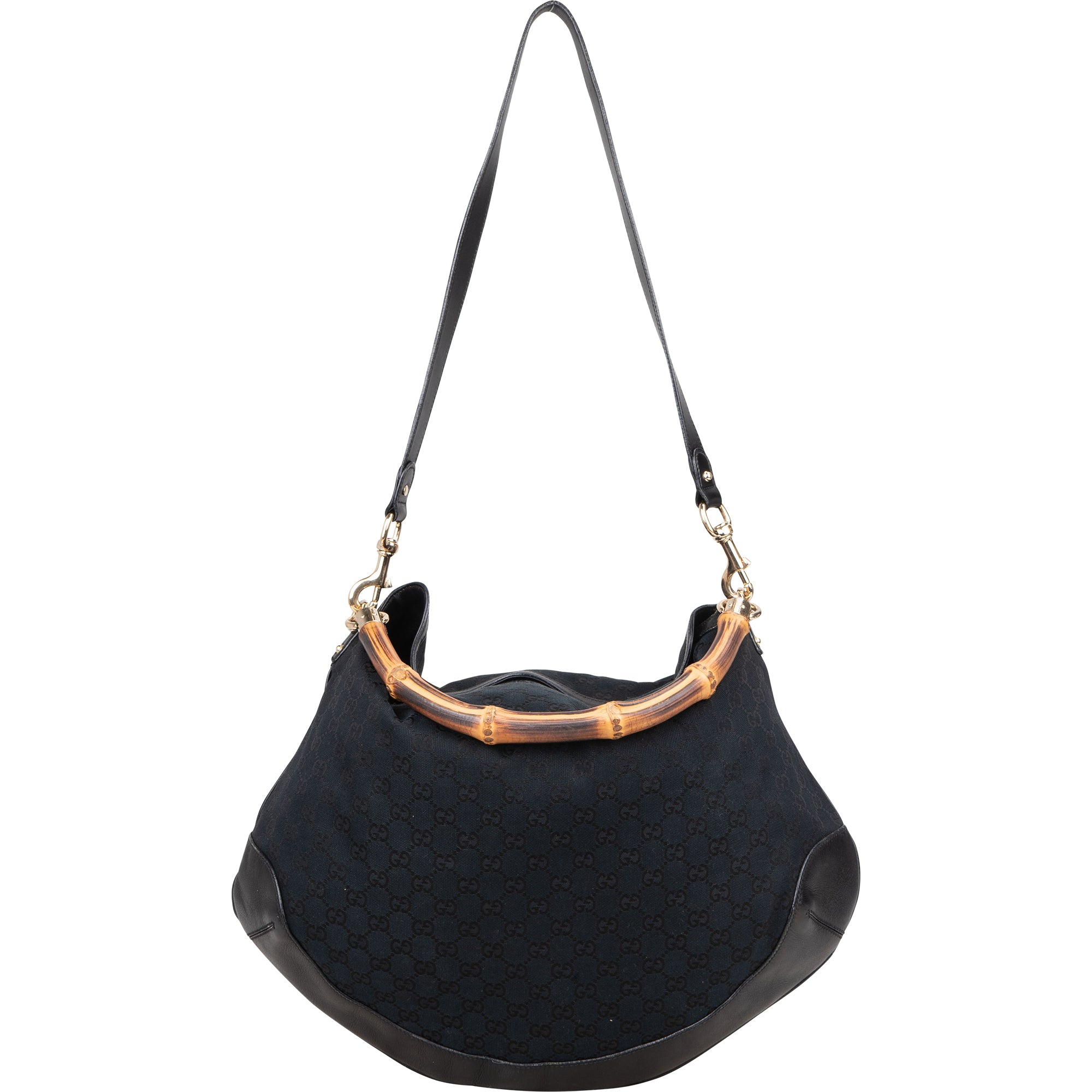 Gucci GG Monogram Bamboo Peggy Handbag - vintageandkickz