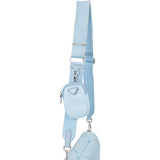 Prada Quilted Baby Blue Nylon Triangle Re-Edition Crossbody Bag