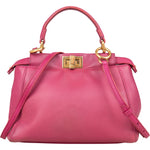 Fendi Pink Leather Peekaboo Mini Handbag - vintageandkickz