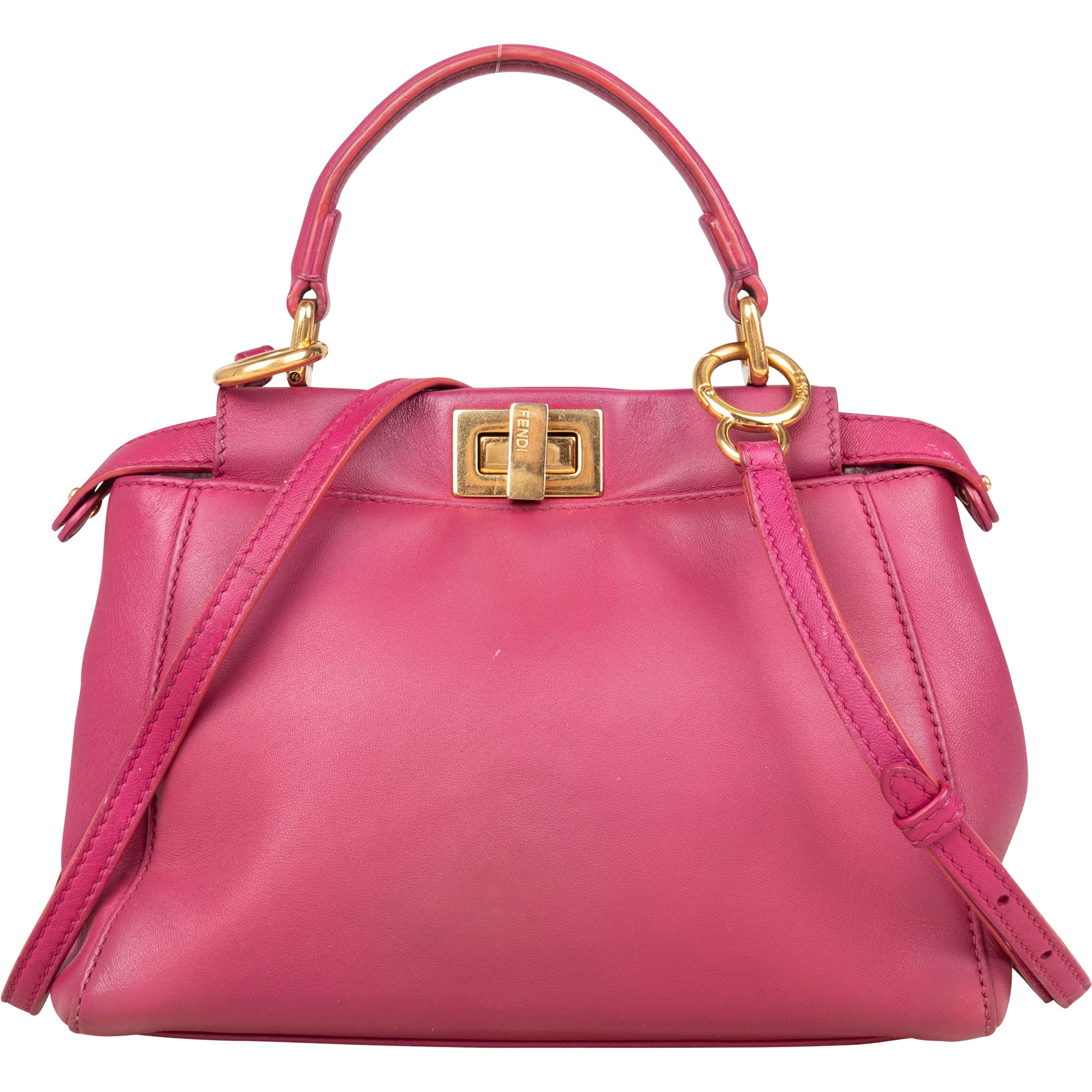 Fendi Pink Leather Peekaboo Mini Handbag - vintageandkickz