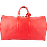 Louis Vuitton Rouge Epi Leather Keepall 55