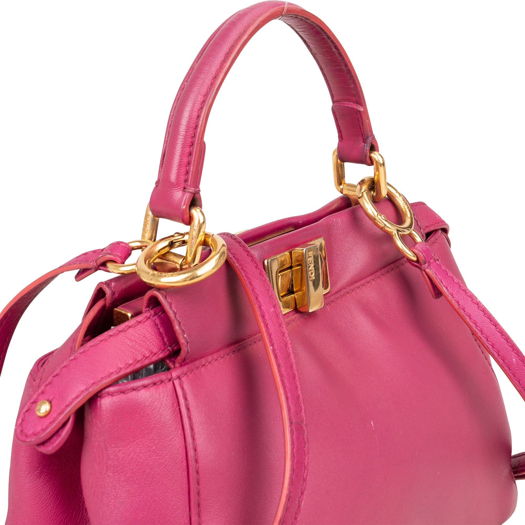 Fendi Pink Leather Peekaboo Mini Handbag - vintageandkickz