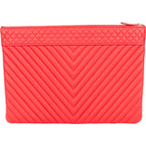 Chanel Rouge Quilted Caviar Leather CC Clutch