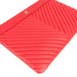 Chanel Rouge Quilted Caviar Leather CC Clutch