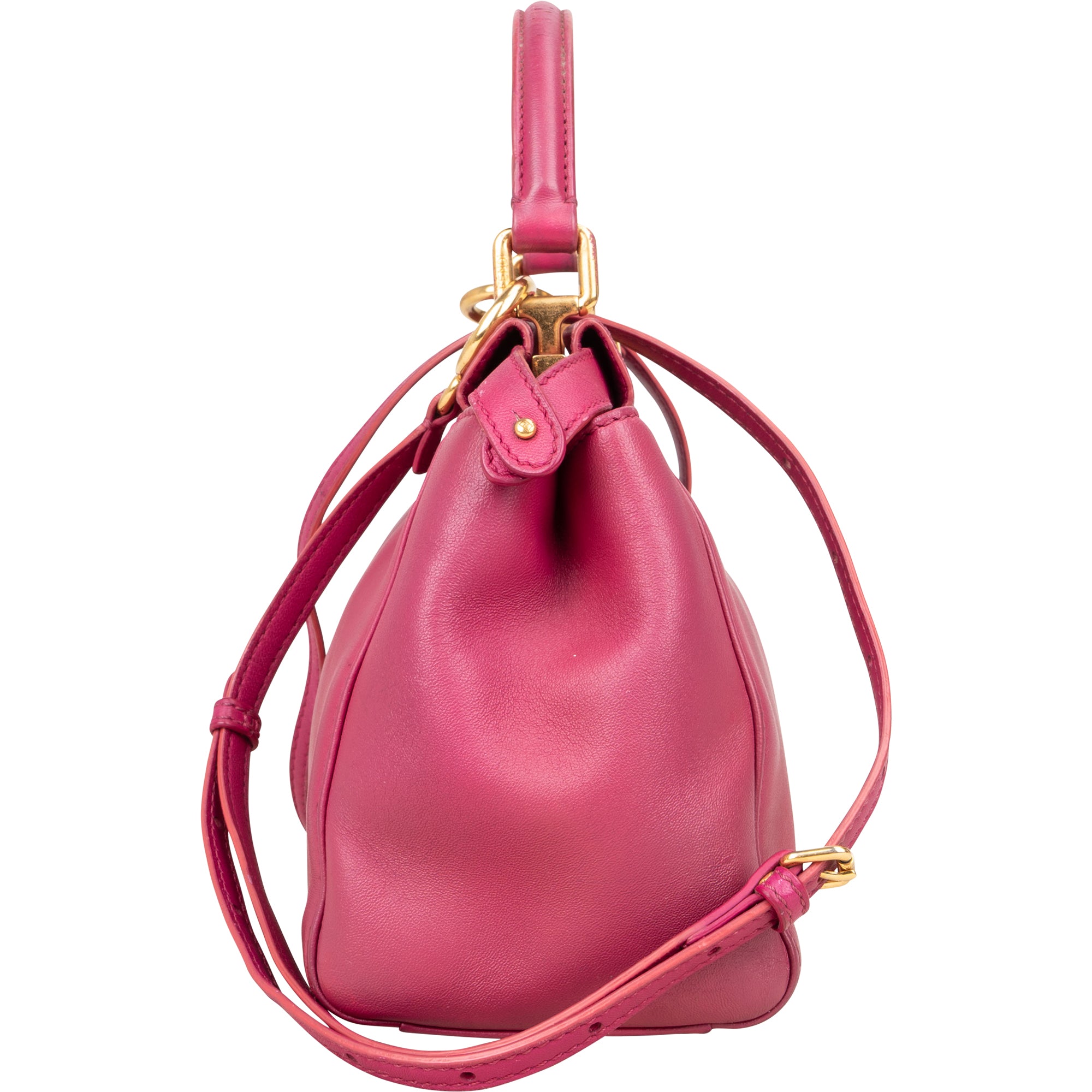 Fendi Pink Leather Peekaboo Mini Handbag - vintageandkickz